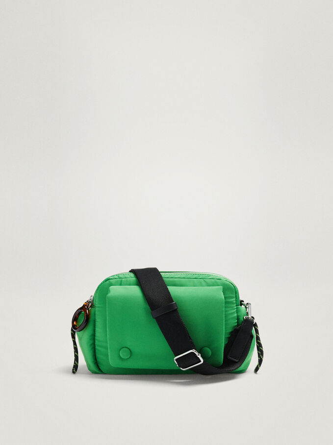 Nylon Shoulder Bag, Green, hi-res