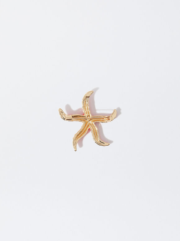 Starfish Brooch, Red, hi-res