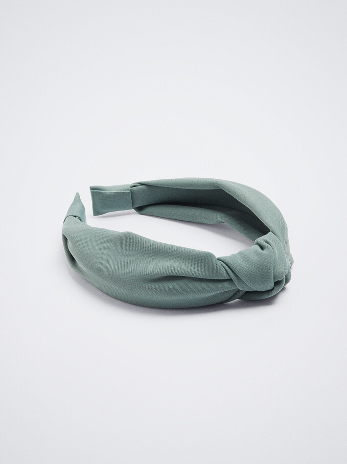 Wide Headband With Knot, Green, hi-res