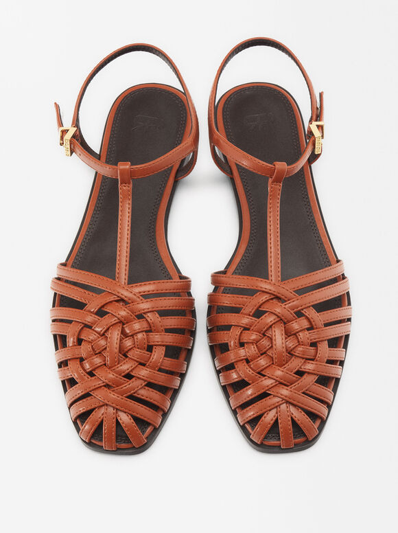 Strappy Sandals, Orange, hi-res