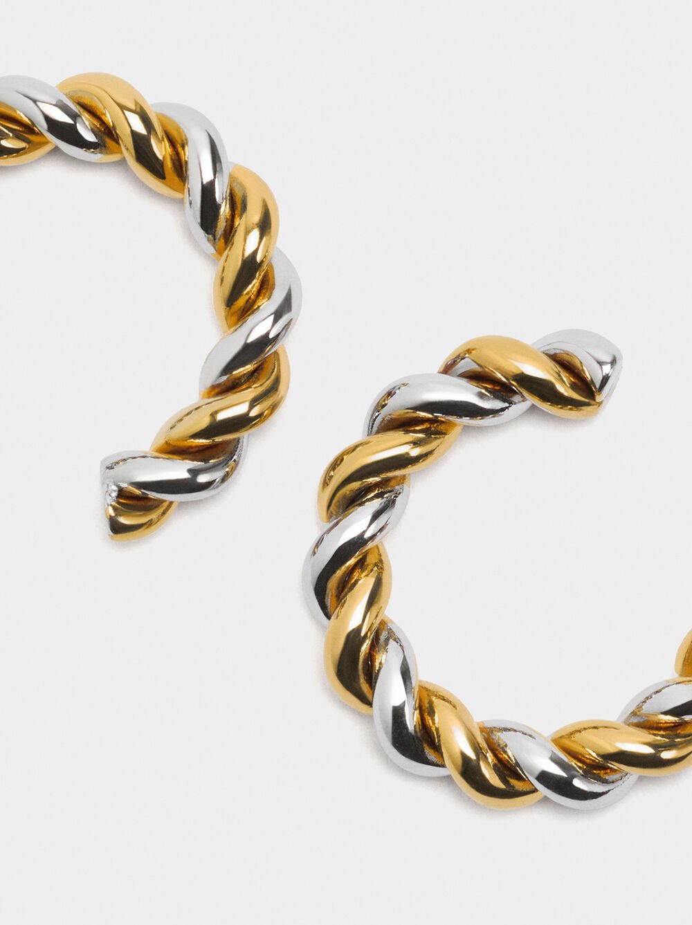 Bicolor intertwined hoop earrings - stainless steel