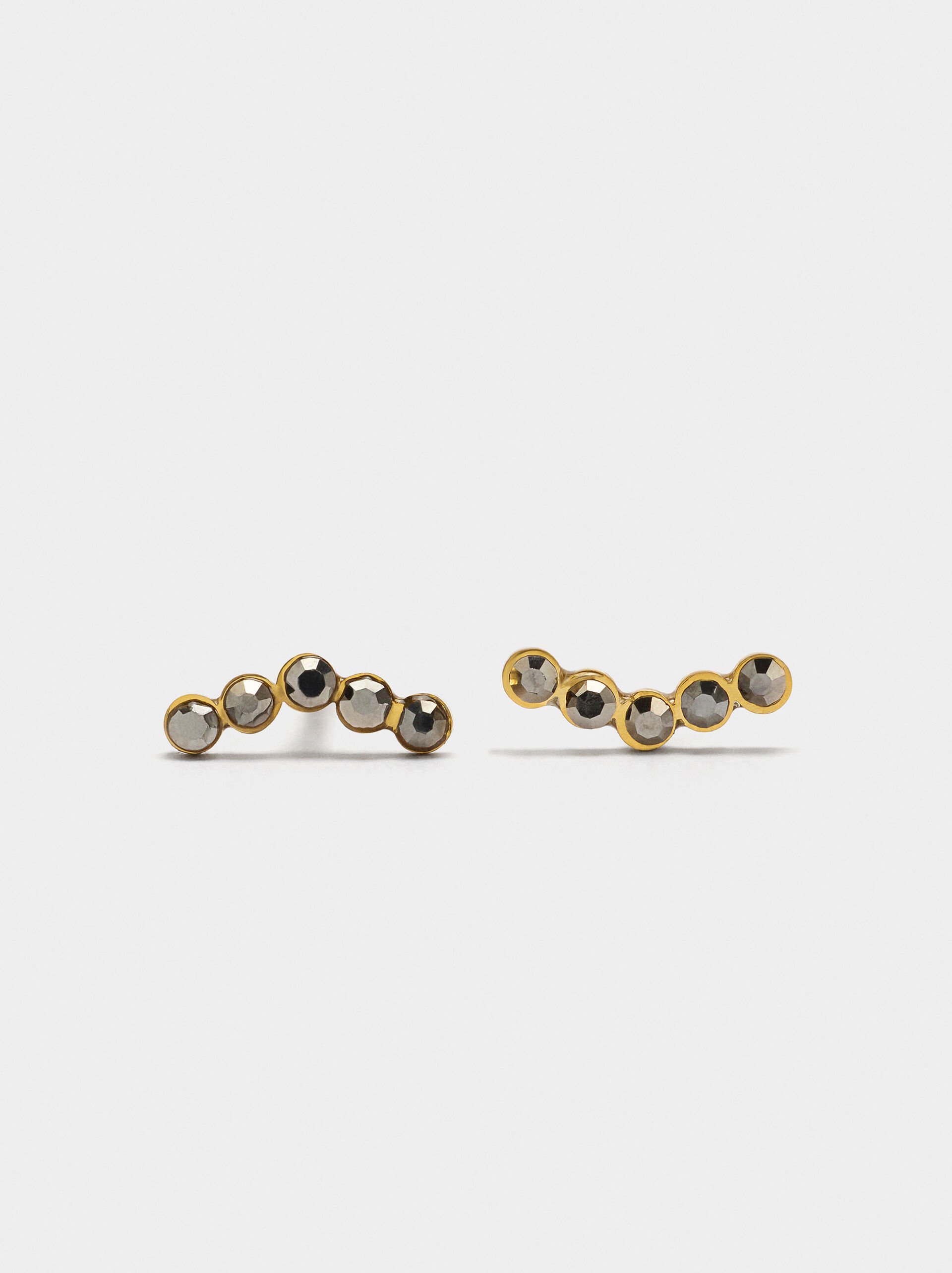 Short earrings with crystals - stainless steel image number 1.0