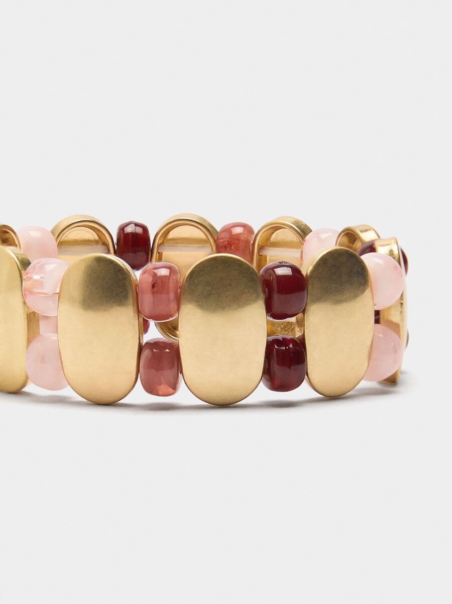 Elastic bracelet with stone-effect beads