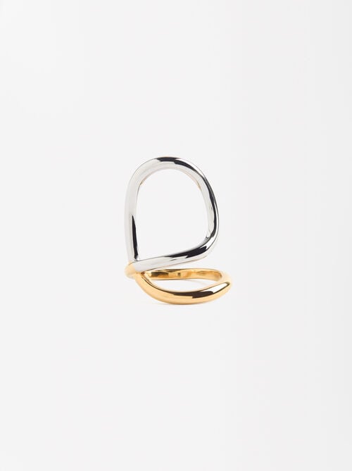 Anello astratto bicolore - acciaio inossidabile
