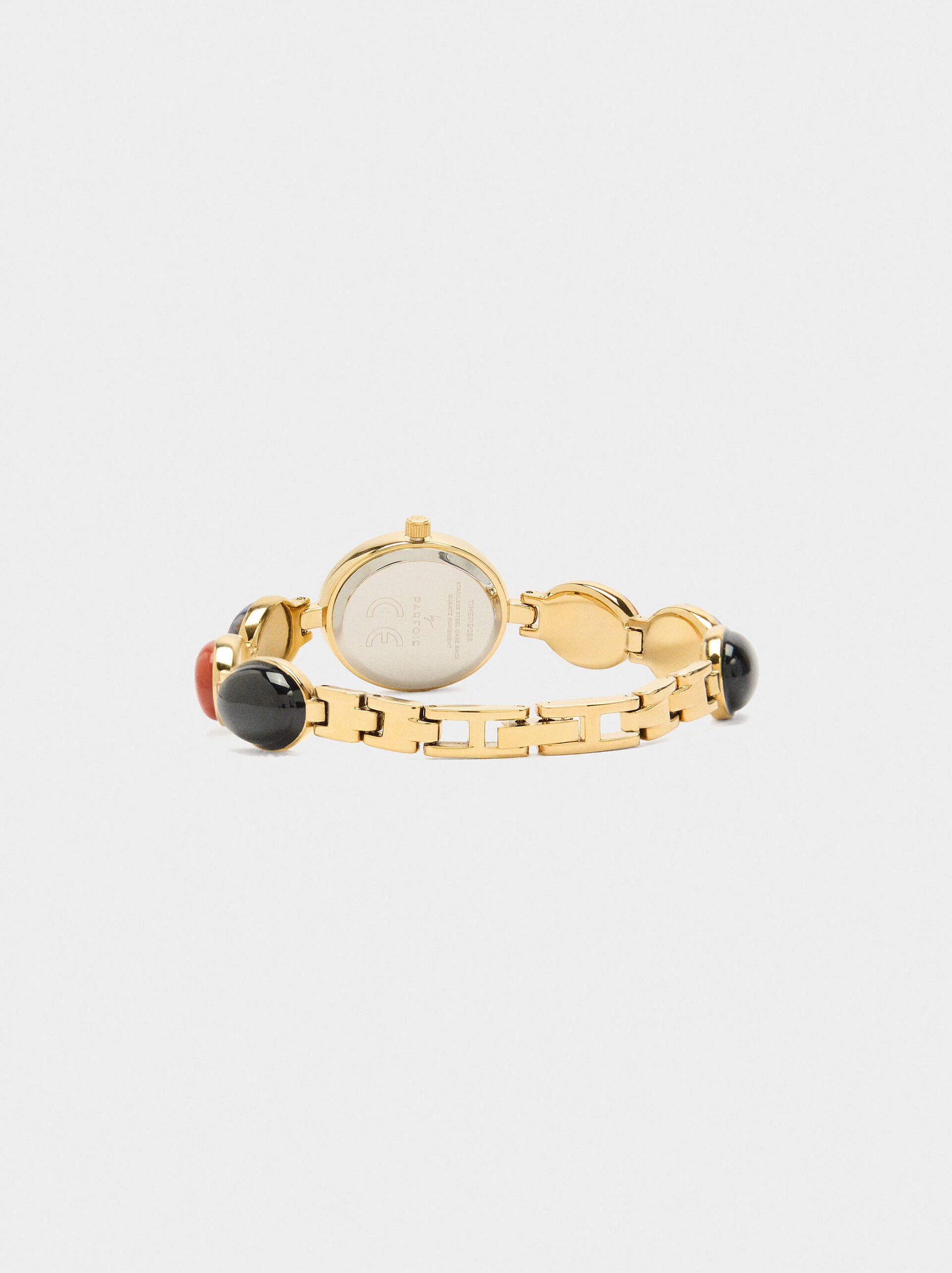 Oval watch with stone bracelet image number 3.0