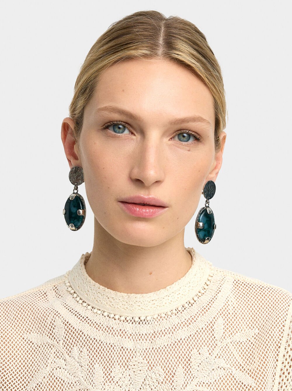 Maxi oval earrings with stones