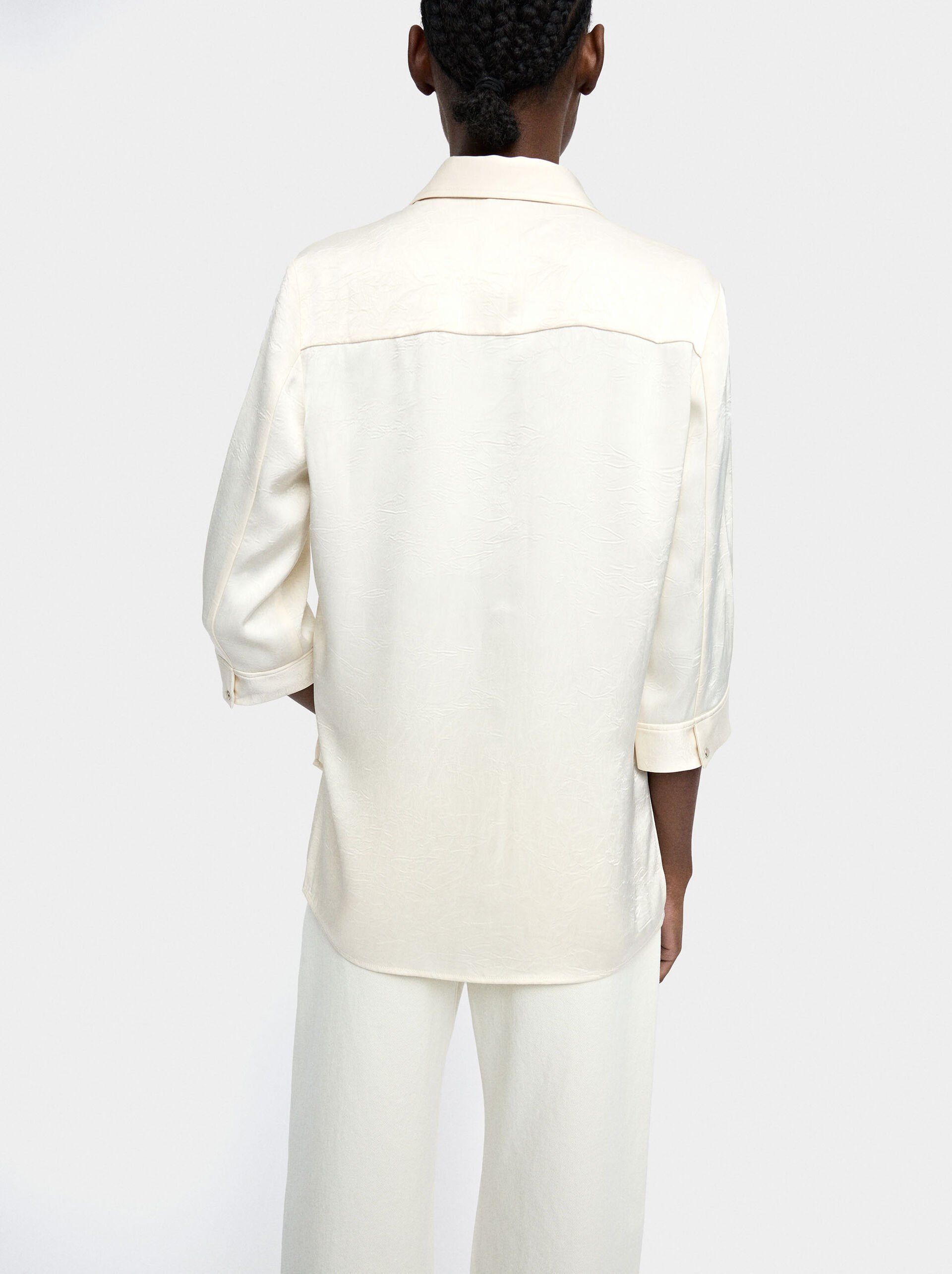 Shirt with ruched effect and collar detail image number 3.0