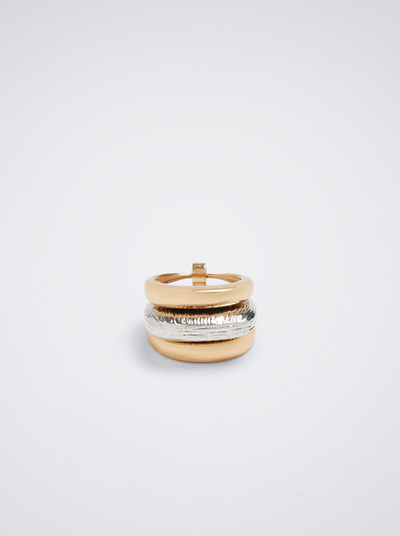 Goldfarbener Dreifacher Ring , Golden, hi-res