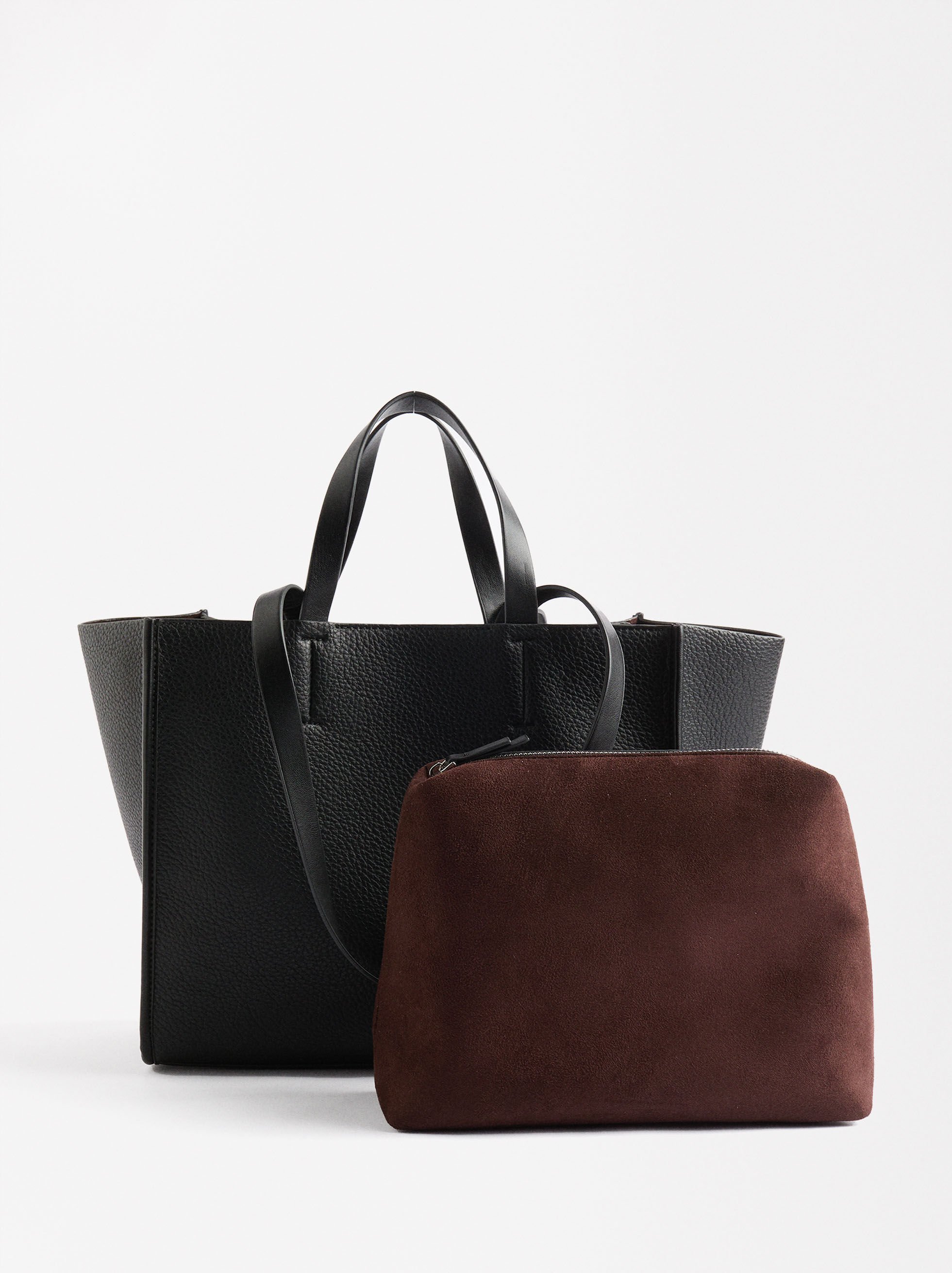 Shopper bag with zipper Black | Parfois