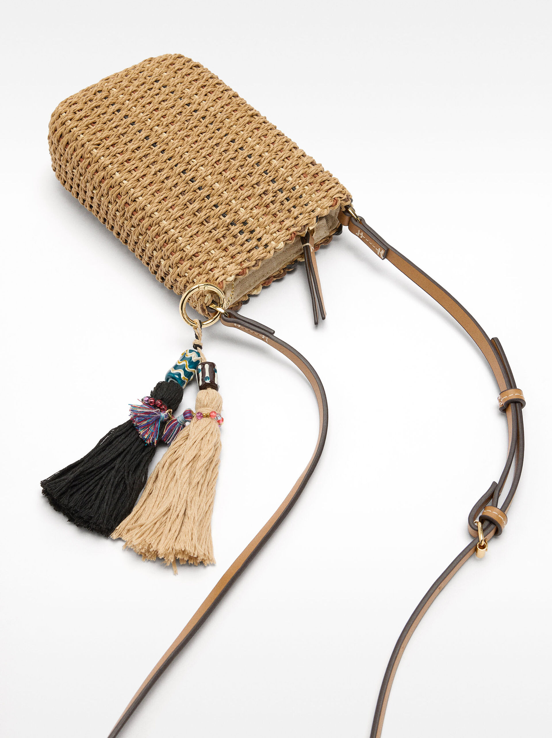 Straw effect phone bag image number 2.0