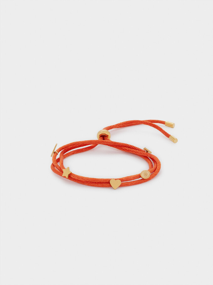 Bracelet Réglable En Acier Charms, Orange, hi-res