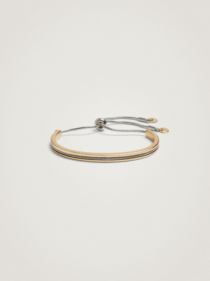 Two-Tone Adjustable Bracelet, Multicolor, hi-res
