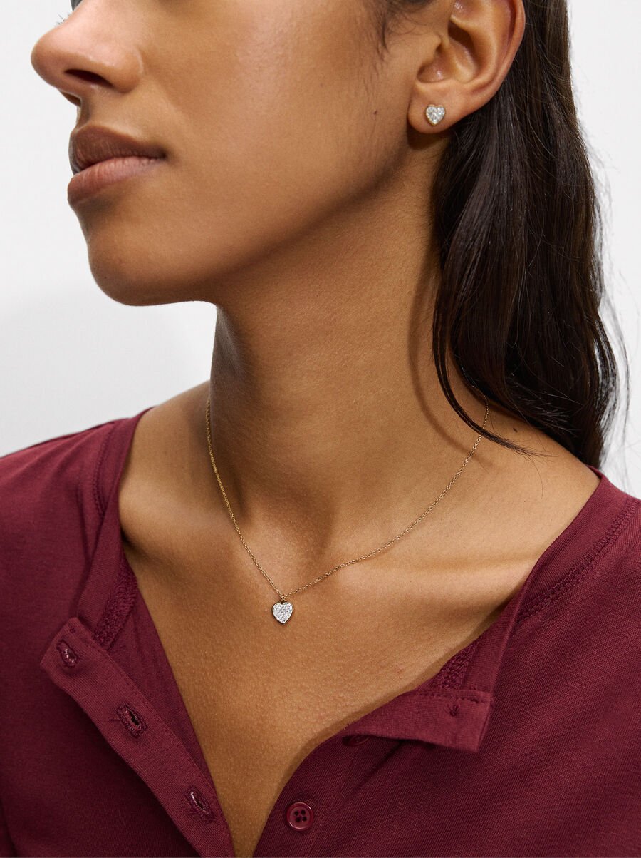 Heart Earrings with Crystals - Stainless Steel