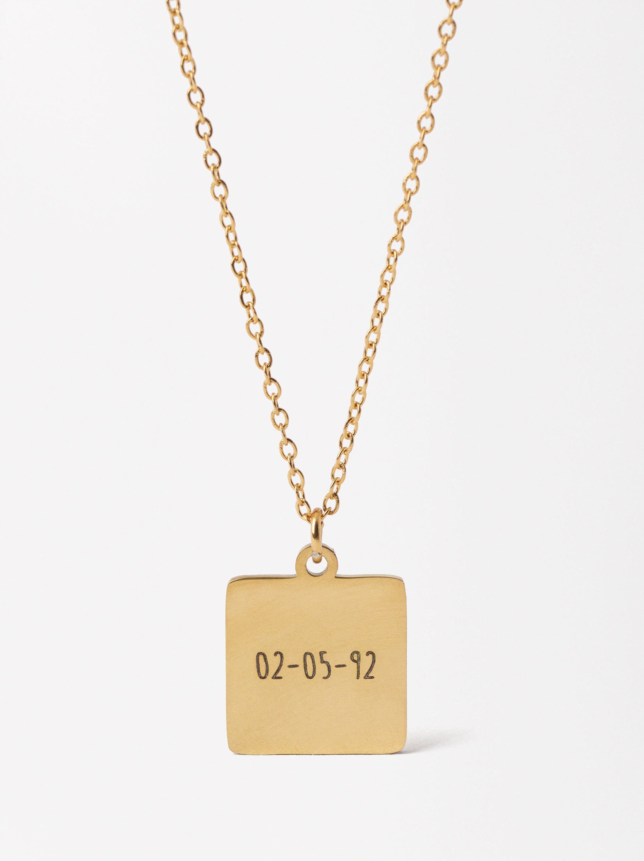 Colar em aço dourado com pendente  image number 0.0