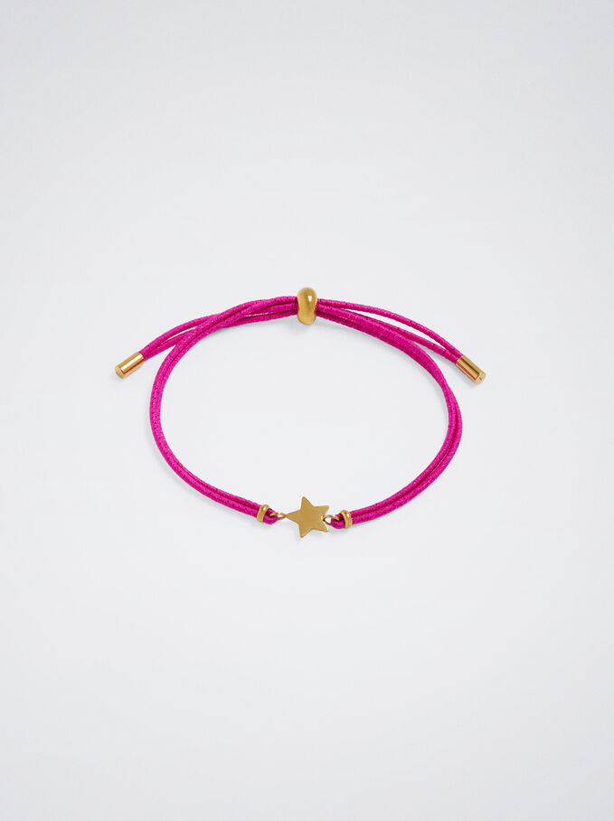 Steel Bracelet With Star, Fuchsia, hi-res