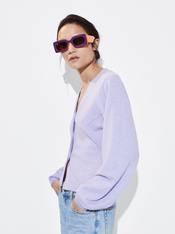 Cardigan Cachemire, Violet, hi-res