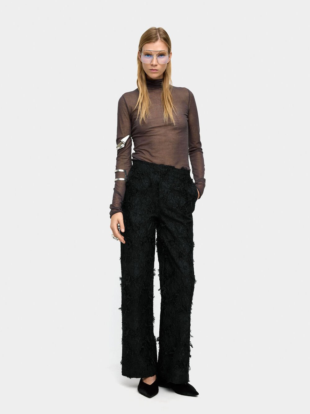Knit sweater with high neck