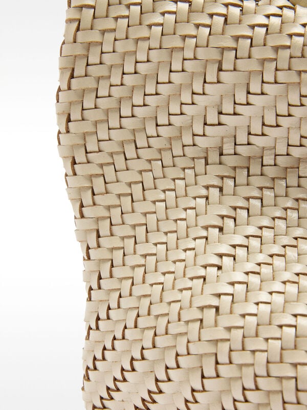 Woven leather shopper bag