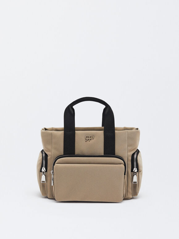 Tote Bag With Strap, Brown, hi-res