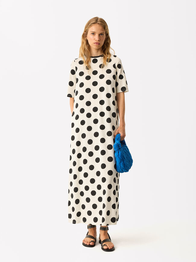 Online Exclusive - Langes Kleid Mit Polka Dots image number 2.0