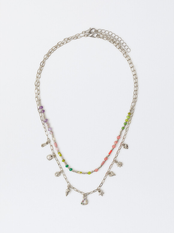 Multicoloured Necklace With Beads, Multicolor, hi-res
