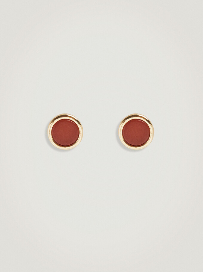Earrings With Stone, Bordeaux, hi-res