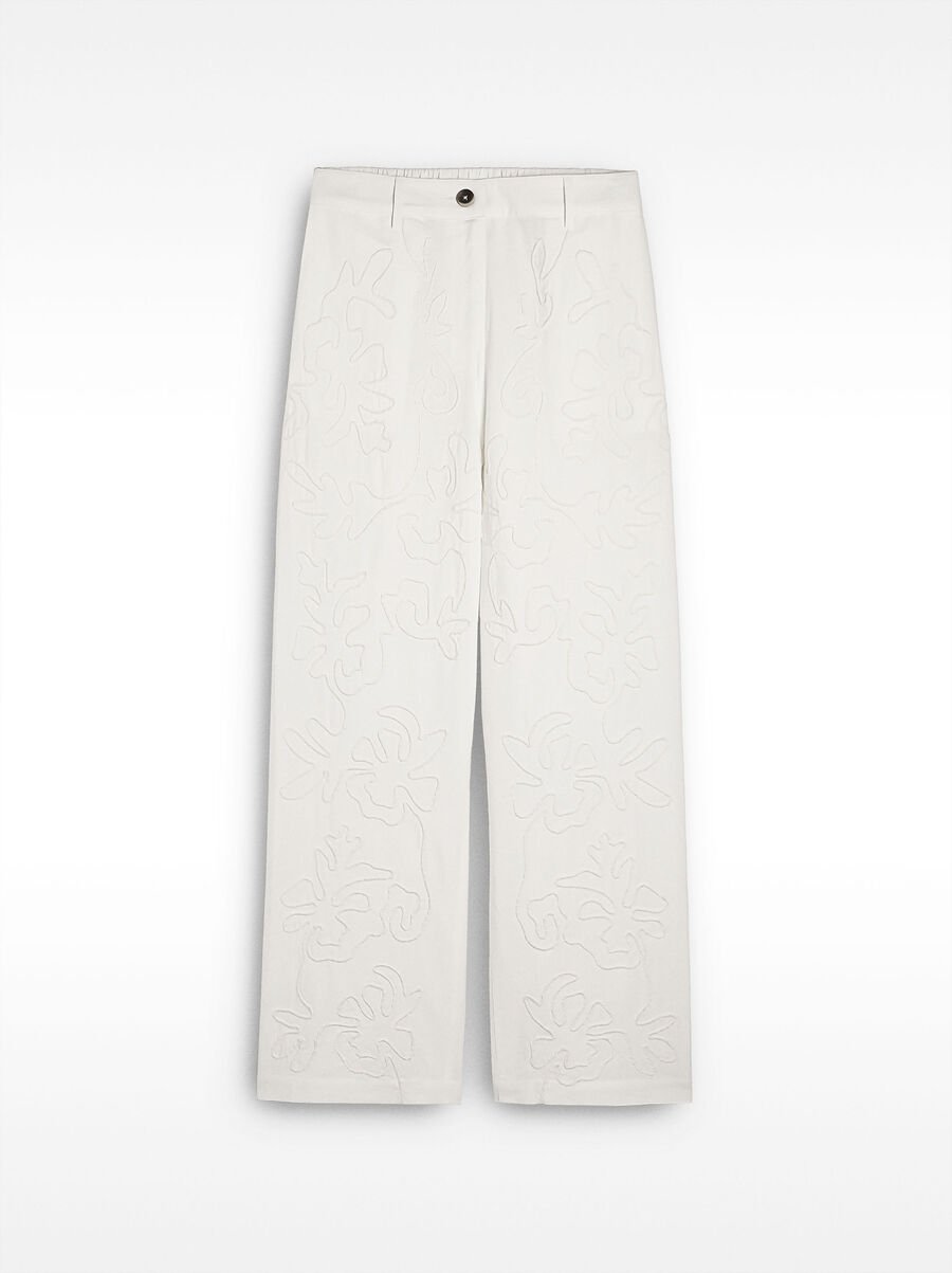 100% cotton embroidered trousers