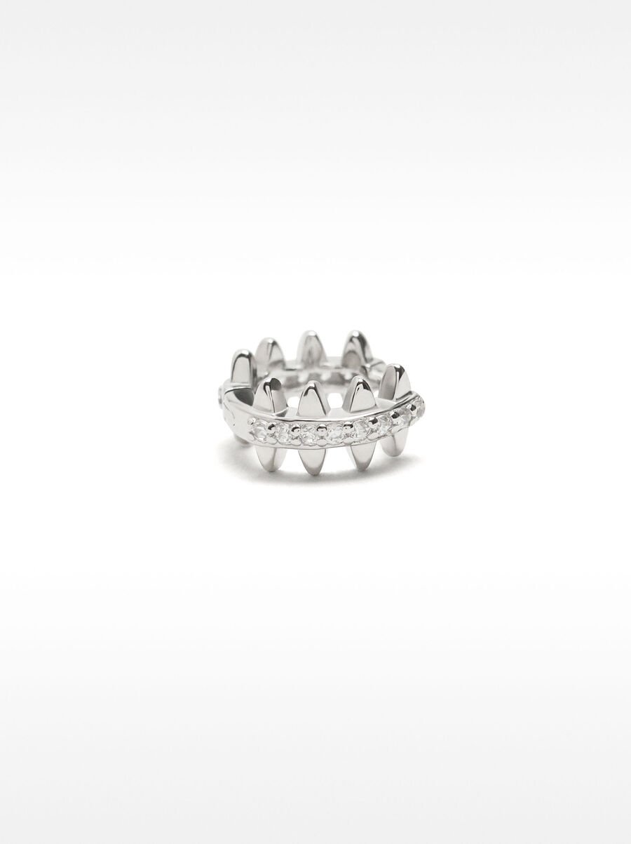Orecchino singolo con zirconi e rilievo – argento sterling 925