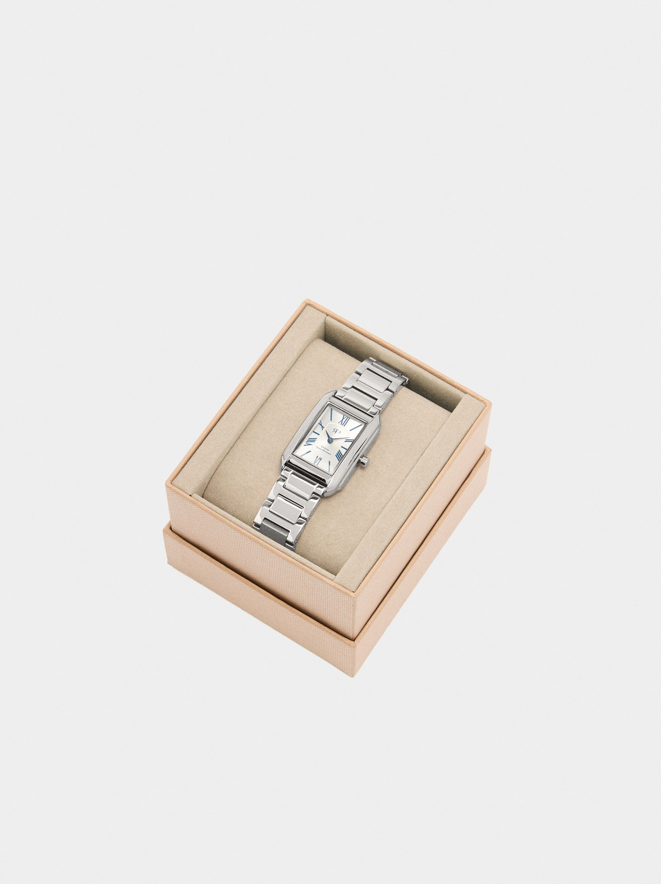 Rectangular watch with stainless steel bracelet image number 3.0