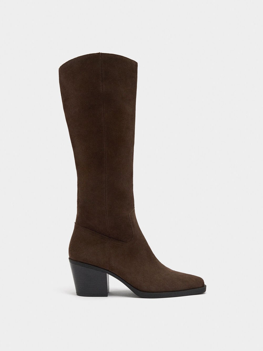 Leather boots with a high shaft