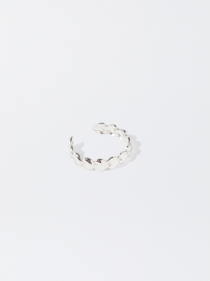 Stainless Steel Ring With Hearts, Silver, hi-res