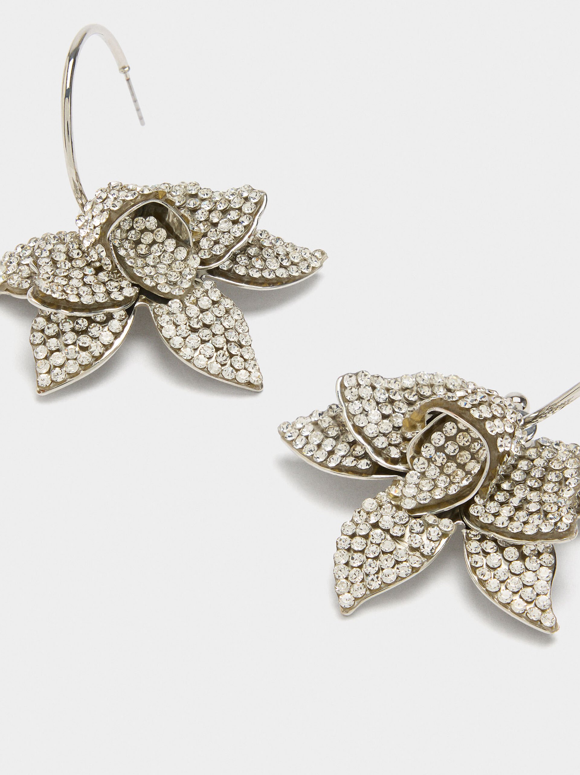 Maxi flower hoop earrings with crystals image number 2.0