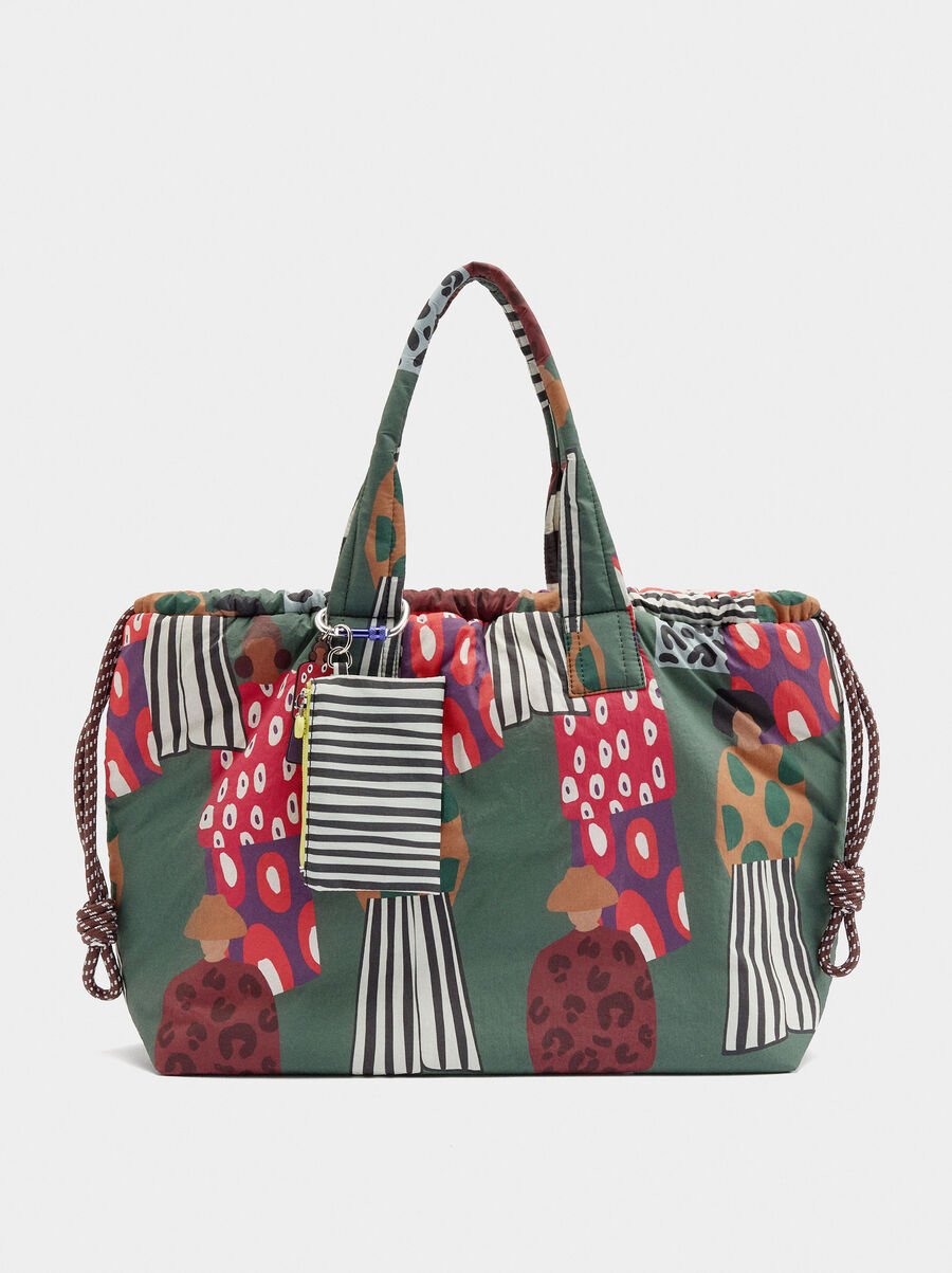 Reversible printed nylon shopper bag