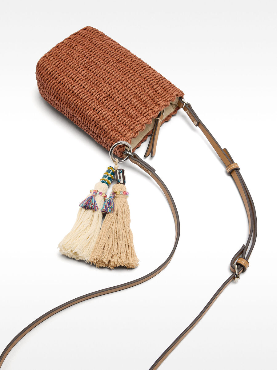 Straw effect phone bag