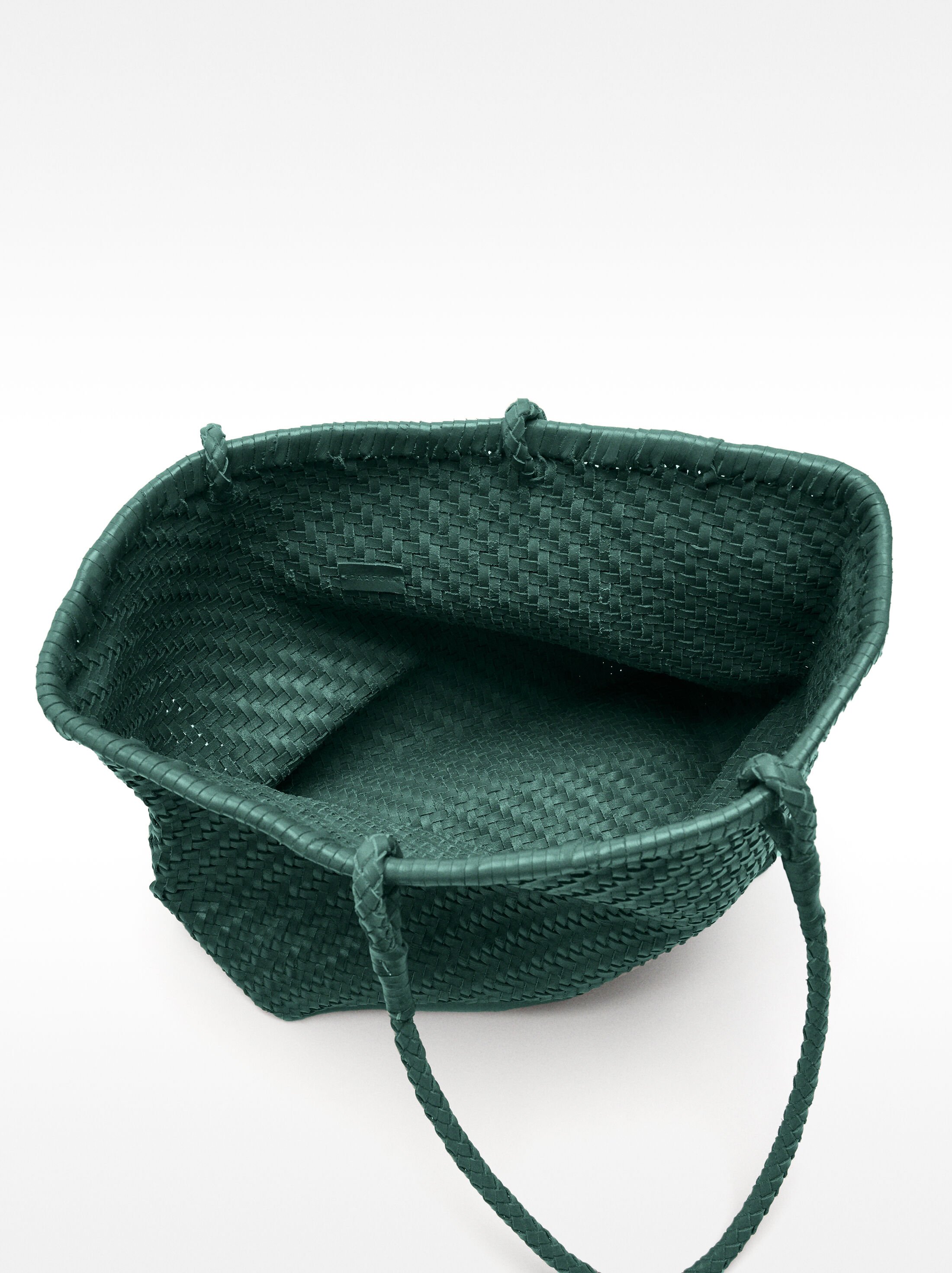 Woven leather shopper bag image number 3.0