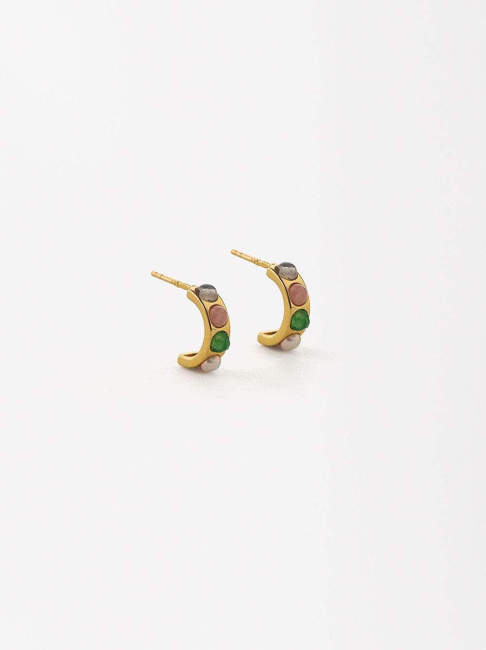 Short earrings with stones - 926 sterling silver