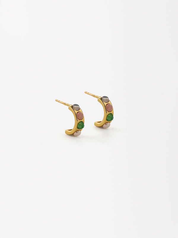 Short earrings with stones - 926 sterling silver