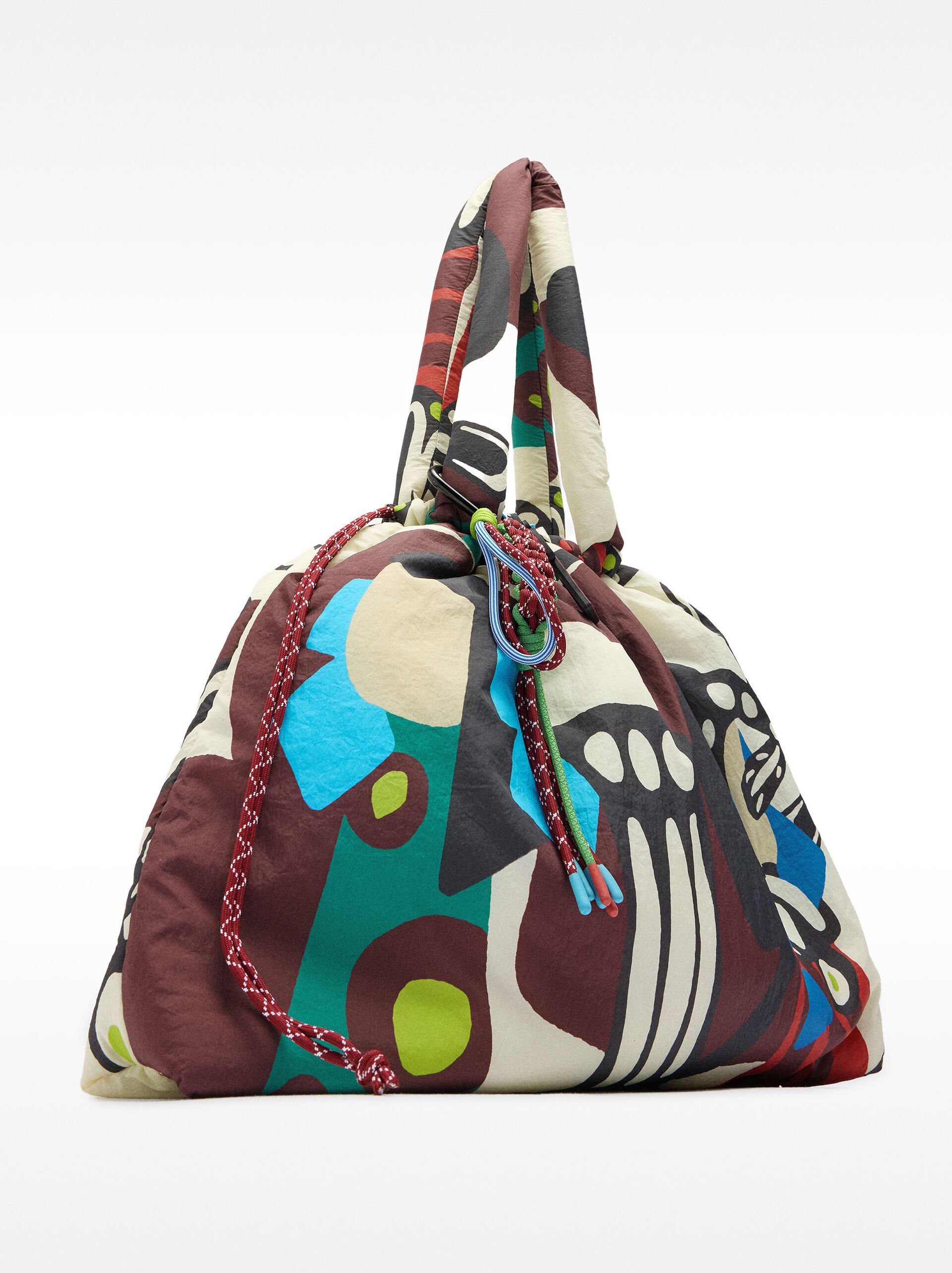 Mala shopper de nylon estampada reversível image number 6.0