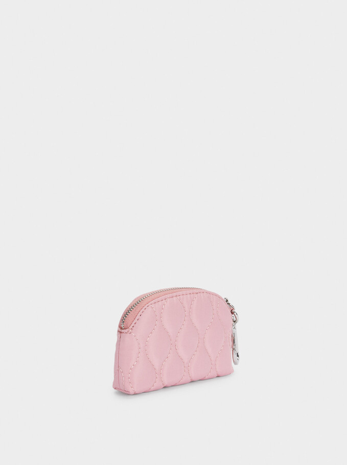 Quilted Nylon Coin Purse, Pink, hi-res