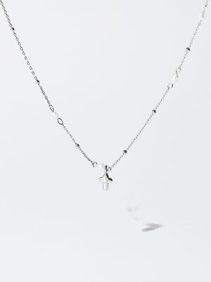 Kurze Halskette Aus 925er Silber Mit Perle image number 0.0