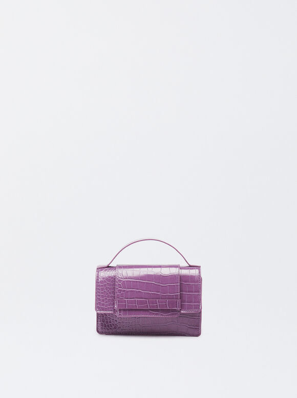 Embossed Animal Handbag, Purple, hi-res
