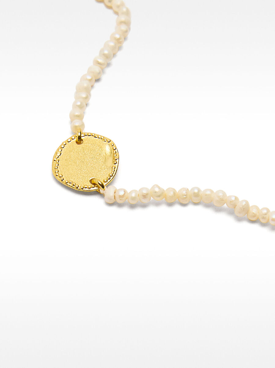 Freshwater pearl bracelet with medal - 925 sterling silver