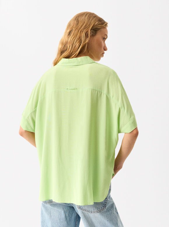Short-Sleeved Shirt With Buttons, Lime, hi-res