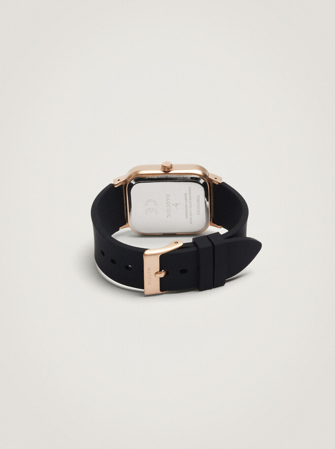 Watch With Square Face, Black, hi-res