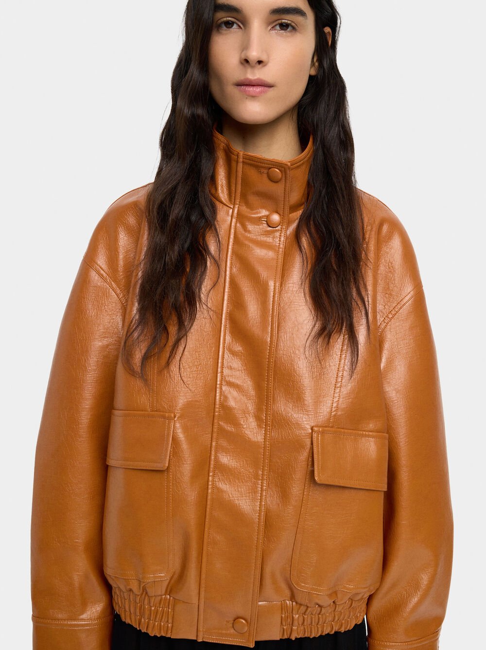 Leather-effect jacket with pockets