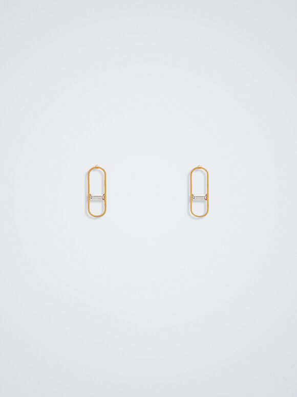 Stainless Steel Earrings With Crystals, Golden, hi-res
