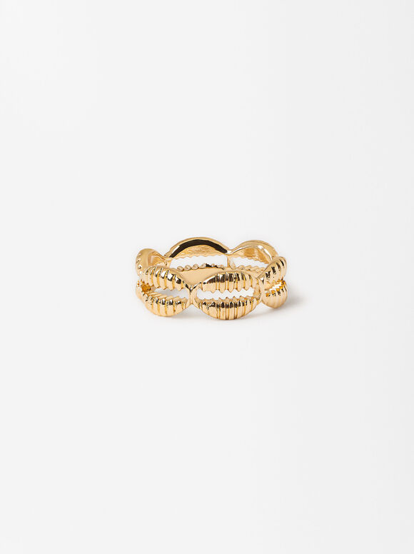Golden Ring With Shells, Golden, hi-res