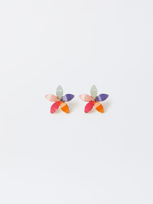 Flower Earrings With Resin image number 1.0