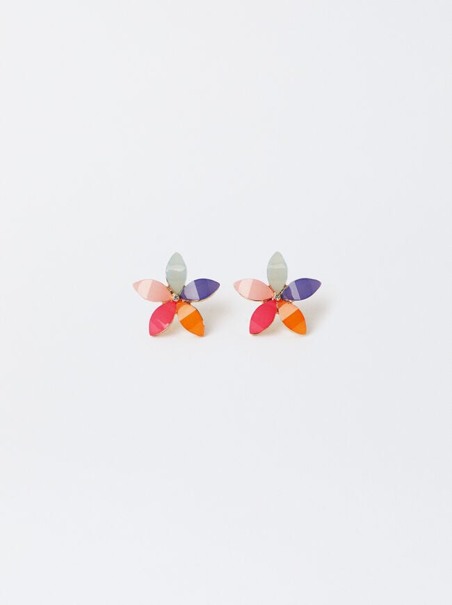 Flower Earrings With Resin image number 1.0