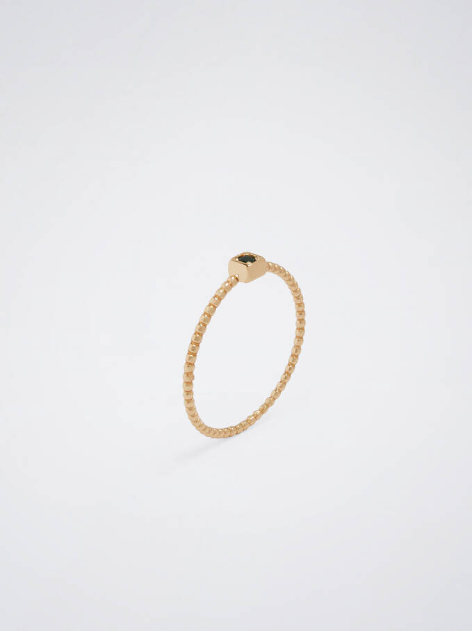 Ring With Zirconia, Golden, hi-res